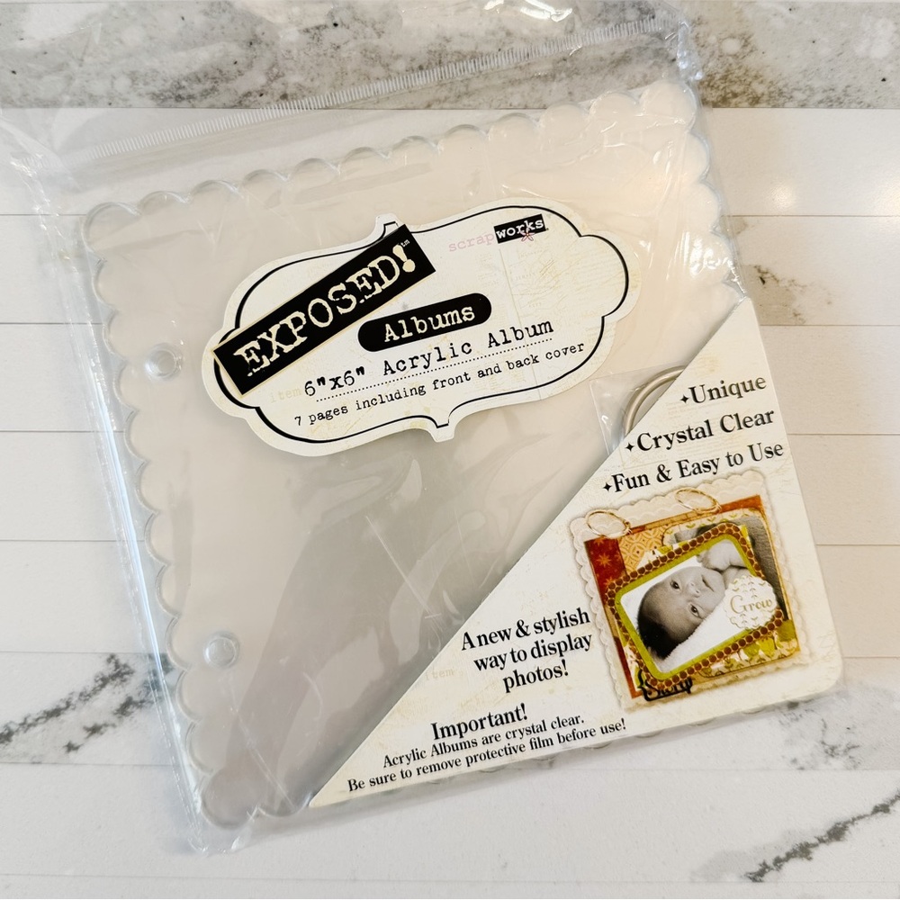 Scrapworks Exposed! 6x6 Clear Acrylic 7 Page Album 2008 Scallop Edge NIP